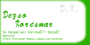 dezso korcsmar business card